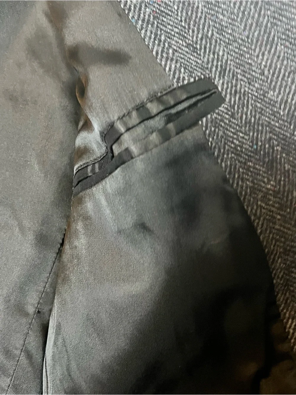 Pendleton Woolen Mills Herringbone Sport Coat Gray Suede Yoke Western Sz. 42L
